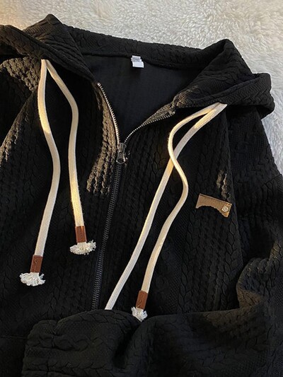 Proljetne majice s kapuljačom na patentni zatvarač Ženska ulična odjeća Kardigan dugih rukava Gornja tkanina Ženske slobodne majice s patentnim zatvaračem, starinski džep