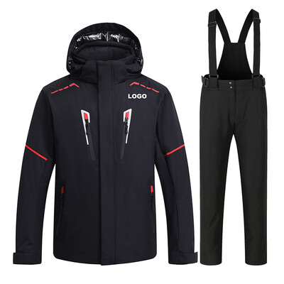 Kiváló minőségű síruha téli szabadtéri termálsídzseki és táskás hónadrág vízálló téli ruhák férfi snowboard ruha