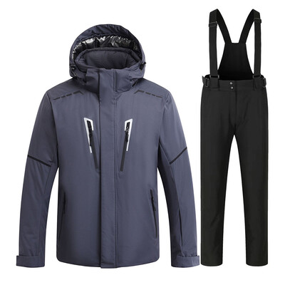 Kiváló minőségű síruha téli szabadtéri termálsídzseki és táskás hónadrág vízálló téli ruhák férfi snowboard ruha