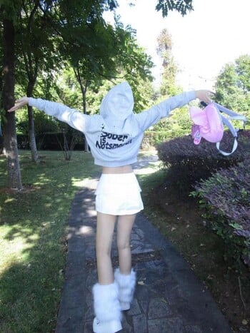 Genayooa 2000 Aesthetics Grunge Hoodie Γυναικεία εκτύπωση Cropped Hoody Y2k Vintage streetwear φούτερ E-girls Japanese Coat Kawaii