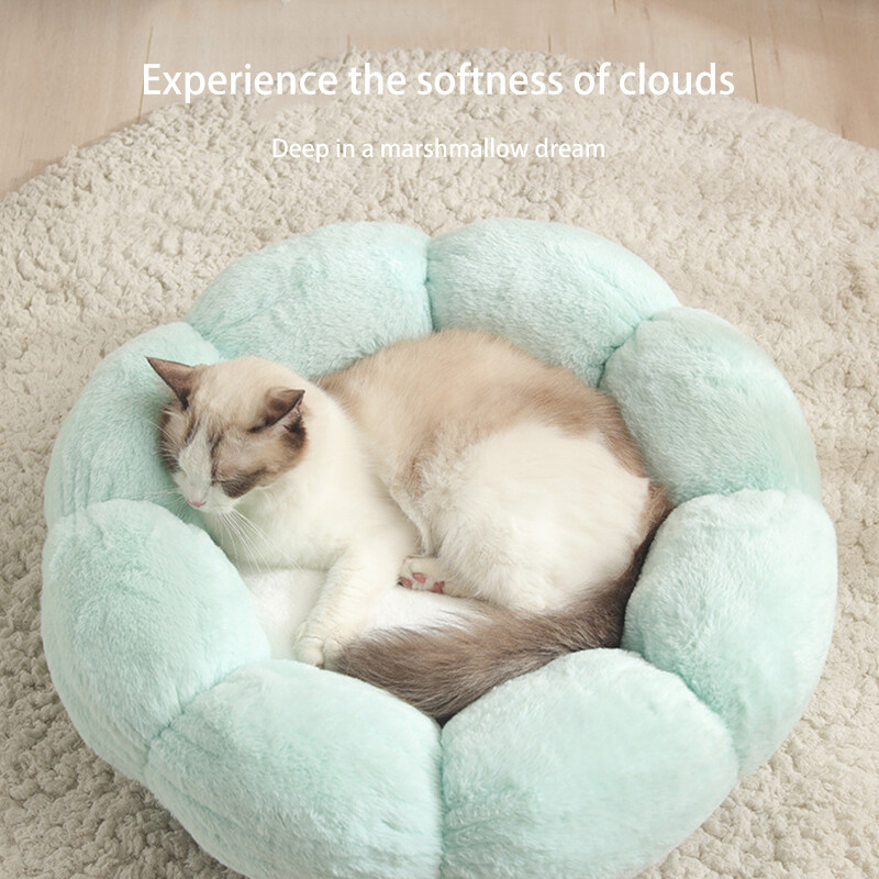 Novi mačji krevet u obliku cvijeta za unutarnju udobnu postelju za kućne ljubimce Super mekana plišana košara za pse Topla kućna vreća za spavanje Jastuk Gnijezdo za pse