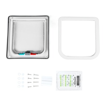 Kačių atvartų durys, rakinamos, mažai triukšmingos vidinės išorinės kačiuko durelės, skirtos langui