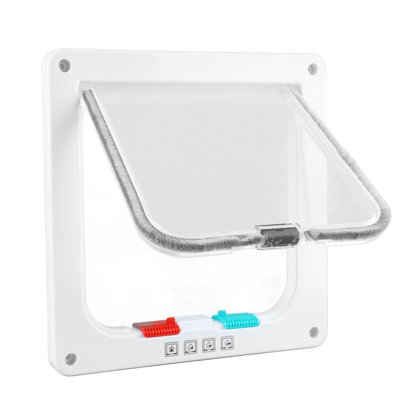 Kačių atvartų durys, rakinamos, mažai triukšmingos vidinės išorinės kačiuko durelės, skirtos langui