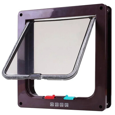 Koera kassi klappuks 4-suunalise turvalukuga klapiuksega kutsika kassipoja klappuksed ABS-plastist lemmikloomavärava komplekt kassid koerad uksed