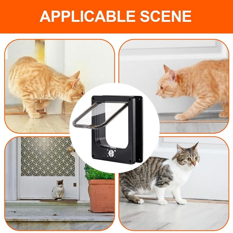 Vrata za mačke s preklopom Vrata za kućne ljubimce Jednostavno postavljanje 4 načina zaključavanja Otporna na vremenske uvjete Praktična, sigurna vrata za mačke Oprema za kućne ljubimce za ormariće na prozoru