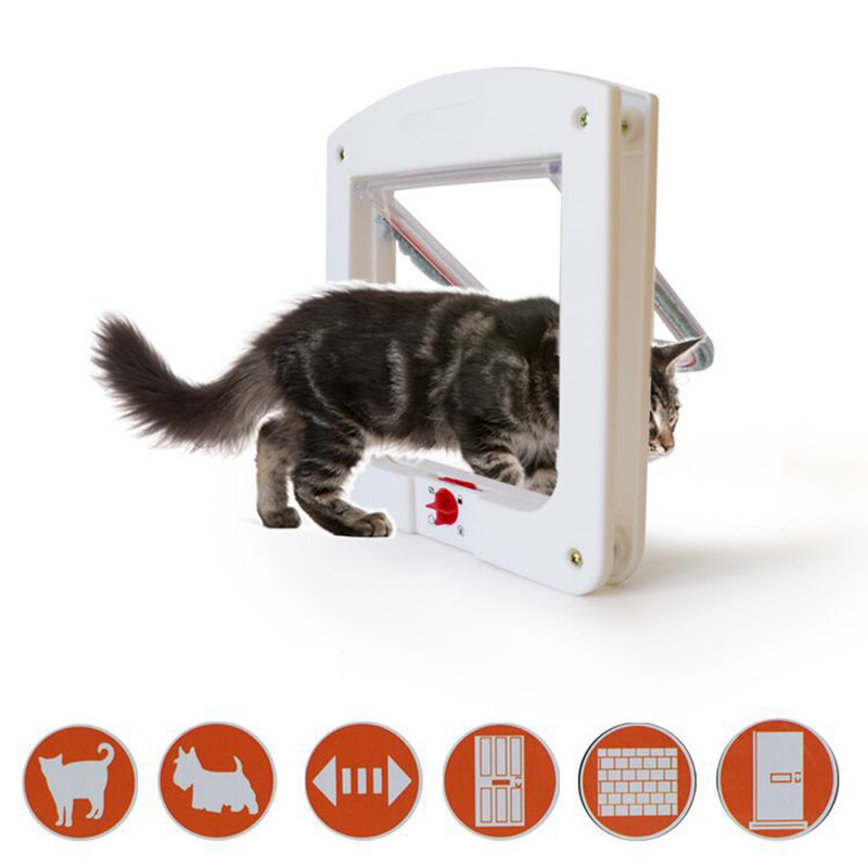 Valdomos naminių gyvūnėlių įėjimo ir išėjimo durys katės saugios angos durys naminiams gyvūnėliams S dydis Balta