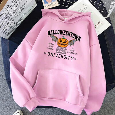 Halloween Town Pumpkin Party Hoodies Muški široki ležerni puloveri Udobni modni Jesen Zimski Sweatshirts Flis Muški Hoodie