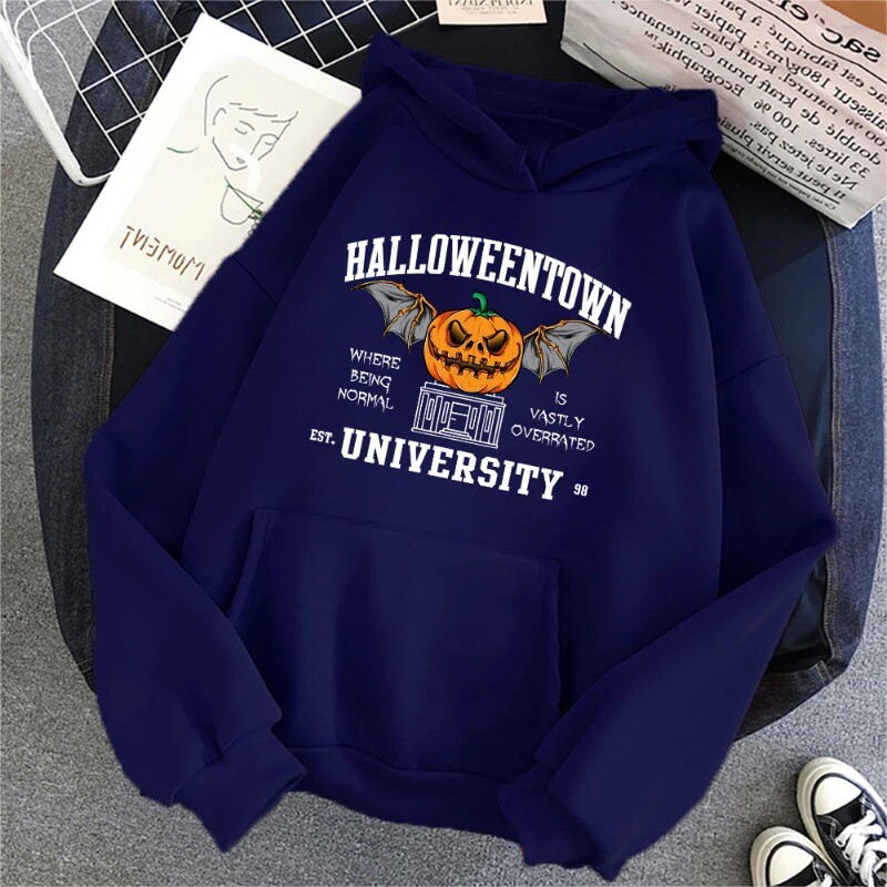 Halloween Town Pumpkin Party Hoodies Muški široki ležerni puloveri Udobni modni Jesen Zimski Sweatshirts Flis Muški Hoodie