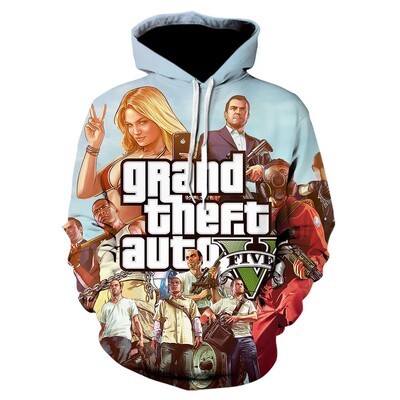 Spēle GTA 5 3D Print Grand Theft Auto Vīriešu Kapuči Hip Hop Lielizmēra Pulovers Ar kapuci sporta krekli Ielu apģērbi Bērnu Topi Apģērbi