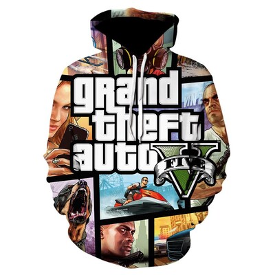 Spēle GTA 5 3D Print Grand Theft Auto Vīriešu Kapuči Hip Hop Lielizmēra Pulovers Ar kapuci sporta krekli Ielu apģērbi Bērnu Topi Apģērbi