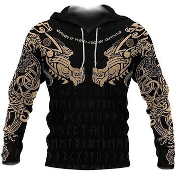 Мъжки качулки Vikings eagle Tattoo Fashion Animal pattern 3D Printed Style Casual Harajuku Hip Hop Pullover Oversized Sudaderas