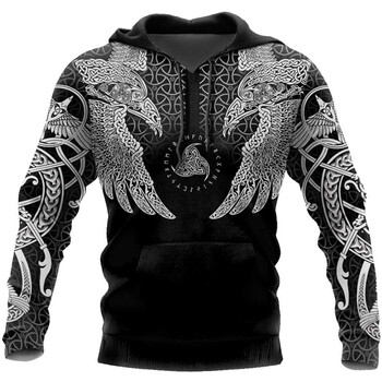 Мъжки качулки Vikings eagle Tattoo Fashion Animal pattern 3D Printed Style Casual Harajuku Hip Hop Pullover Oversized Sudaderas