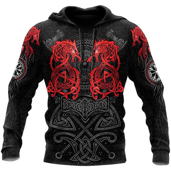 Мъжки качулки Vikings eagle Tattoo Fashion Animal pattern 3D Printed Style Casual Harajuku Hip Hop Pullover Oversized Sudaderas