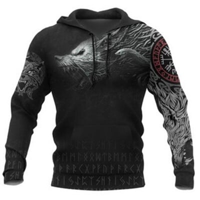 Ανδρικά φούτερ Vikings eagle Tattoo Μοτίβο ζώων Τρισδιάστατο τυπωμένο στυλ Casual Harajuku Hip Hop Πουλόβερ Υπερμεγέθη Sudaderas