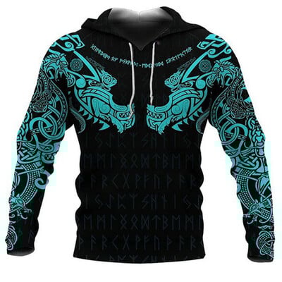 Ανδρικά φούτερ Vikings eagle Tattoo Μοτίβο ζώων Τρισδιάστατο τυπωμένο στυλ Casual Harajuku Hip Hop Πουλόβερ Υπερμεγέθη Sudaderas