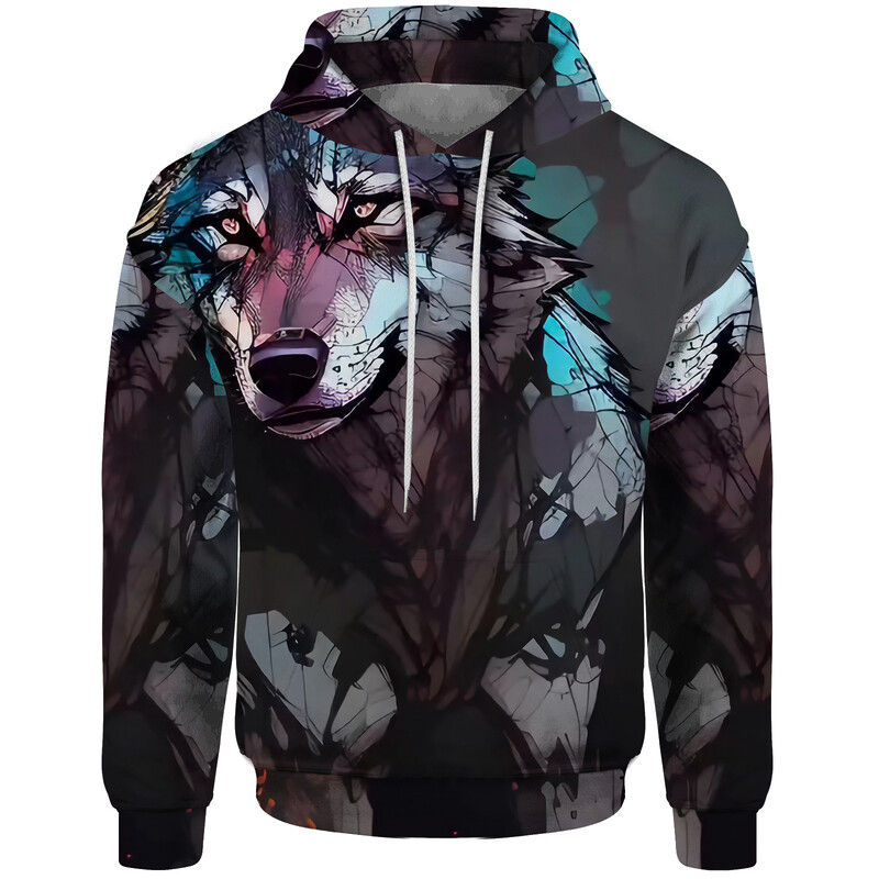 Wolf Sweatshirts za muškarce Cool Fugees 2024 New Style Dark Wind Novo u majicama s kapuljačom i sweatshirts 3D ispis Udobne i trendi