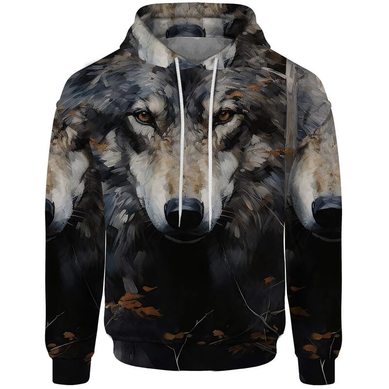 Wolf Sweatshirts za muškarce Cool Fugees 2024 New Style Dark Wind Novo u majicama s kapuljačom i sweatshirts 3D ispis Udobne i trendi