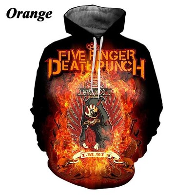 Muške i ženske majice s kapuljačom Five Finger Death Punch s 3D ispisom Ležerne jesenske i zimske majice s kapuljačom Hip-hop Rock majica s kapuljačom