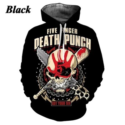 Muške i ženske majice s kapuljačom Five Finger Death Punch s 3D ispisom Ležerne jesenske i zimske majice s kapuljačom Hip-hop Rock majica s kapuljačom