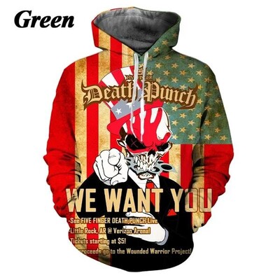 Muške i ženske majice s kapuljačom Five Finger Death Punch s 3D ispisom Ležerne jesenske i zimske majice s kapuljačom Hip-hop Rock majica s kapuljačom