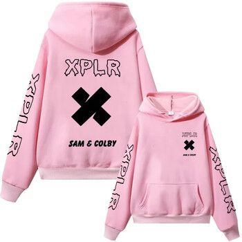 Xplr Hoodie Sam and Colby Chainlink Merch Суичър с щампа във формата на сърце Мъже, Дами Пуловер с дълъг ръкав