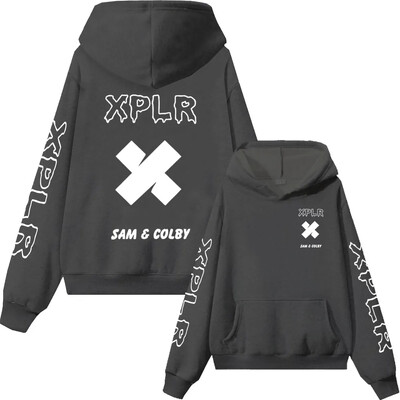 Xplr Hoodie Sam and Colby Chainlink Merch Μπλούζα με στάμπα σε σχήμα καρδιάς, ανδρικό γυναικείο μακρυμάνικο πουλόβερ