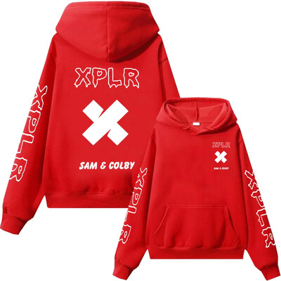 Xplr Hoodie Sam and Colby Chainlink Merch Μπλούζα με στάμπα σε σχήμα καρδιάς, ανδρικό γυναικείο μακρυμάνικο πουλόβερ