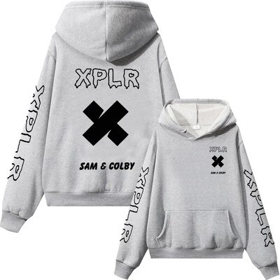 Xplr Hoodie Sam and Colby Chainlink Merch Μπλούζα με στάμπα σε σχήμα καρδιάς, ανδρικό γυναικείο μακρυμάνικο πουλόβερ