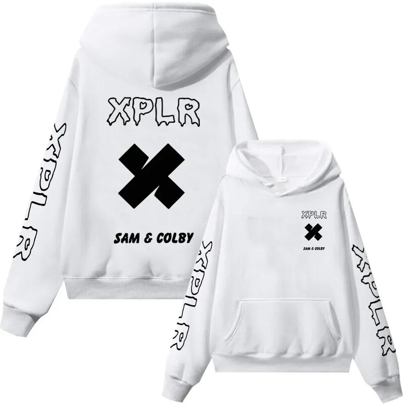 Xplr Hoodie Sam and Colby Chainlink Merch Μπλούζα με στάμπα σε σχήμα καρδιάς, ανδρικό γυναικείο μακρυμάνικο πουλόβερ