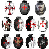 Knight Templar Muška majica s kapuljačom 3D print Muškarci Žene Ležerne majice s kapuljačom Pulover Hip Hop Harajuku Streetwear Topovi