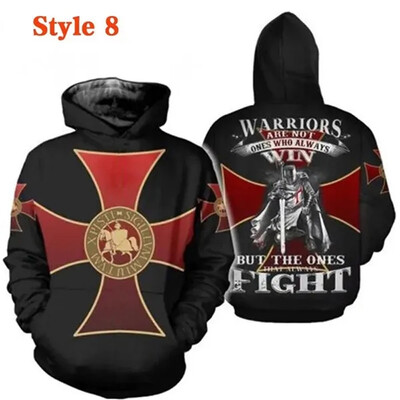 Knight Templar Muška majica s kapuljačom 3D print Muškarci Žene Ležerne majice s kapuljačom Pulover Hip Hop Harajuku Streetwear Topovi