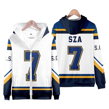 Рапър SZA JERSEY SOS 3D принт Мъжко яке Яке с цип с тънка стойка Яке с цип Мъжки анцузи Streetwear Хип-хоп суичър с качулка