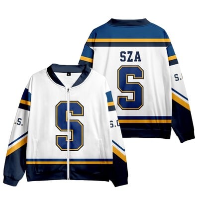 Rapper SZA JERSEY SOS 3D Print Ανδρικό τζάκετ Slim Stand Γιακά Μπουφάν με φερμουάρ Ανδρικές φόρμες Streetwear Hip Hop Hoodie Φούτερ