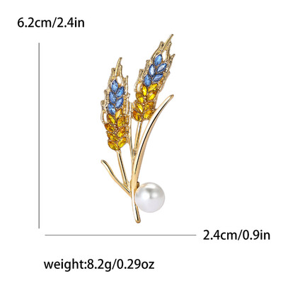 Broșe cu spice de grâu Beaut&Berry pentru femei Ace cu plante cu stras albastru și galben Accesorii casual unisex în 5 culori Cadouri