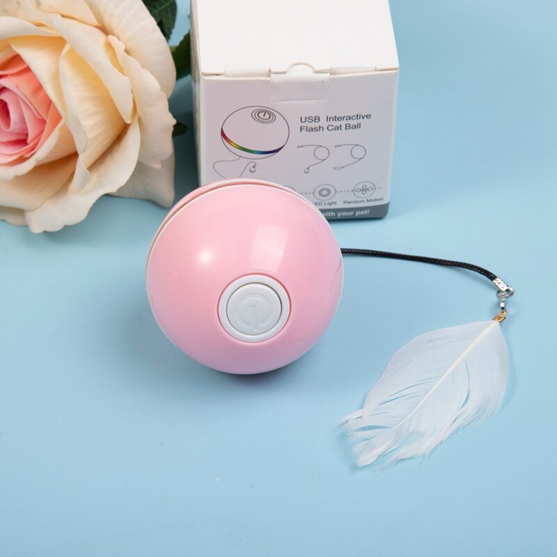 Minge de jucărie interactivă cu LED pentru pisici, 360°, rotativă automată, accesorii pentru pisici, jucării cu funcție de încărcare prin USB.