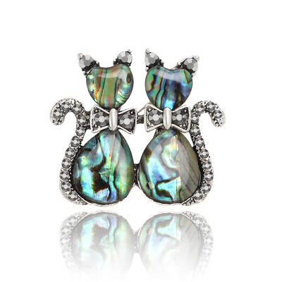 Beaut&Berry Vintage Abalone Shell Kaķu saktas sievietēm Unisex Dragonfly Butterfly Swan Pins Ikdienas aksesuāri Dāvanas