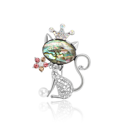 Beaut&Berry Vintage Abalone Shell Kaķu saktas sievietēm Unisex Dragonfly Butterfly Swan Pins Ikdienas aksesuāri Dāvanas