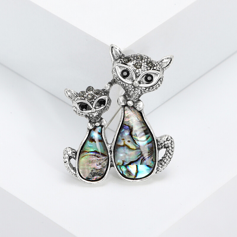 Beaut&Berry Vintage Abalone Shell Kaķu saktas sievietēm Unisex Dragonfly Butterfly Swan Pins Ikdienas aksesuāri Dāvanas