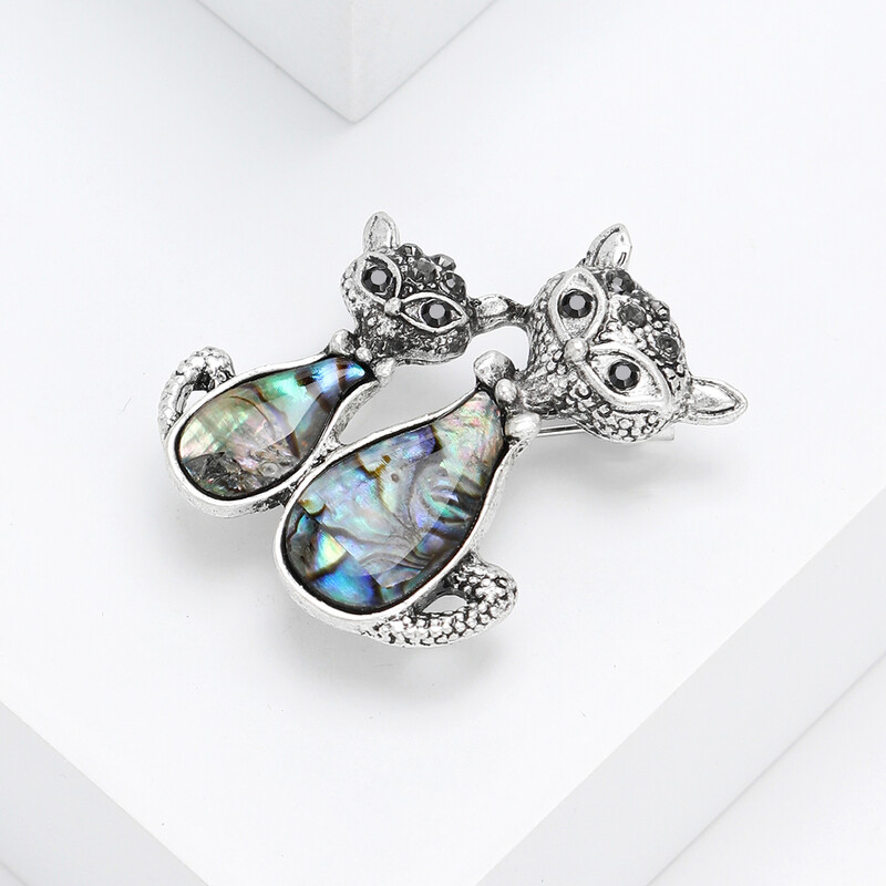 Beaut&Berry Vintage Abalone Shell Kaķu saktas sievietēm Unisex Dragonfly Butterfly Swan Pins Ikdienas aksesuāri Dāvanas