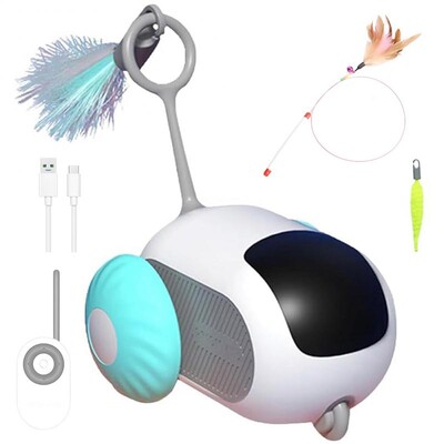 Έξυπνο τηλεχειριστήριο για κατοικίδια-παιχνίδι αυτοκίνητο, ηλεκτρικό ραβδί γάτας με παιχνίδι με μικρό ποντίκι, διαδραστικά προϊόντα γάτας, φόρτιση USB, αυτόματος πιλότος