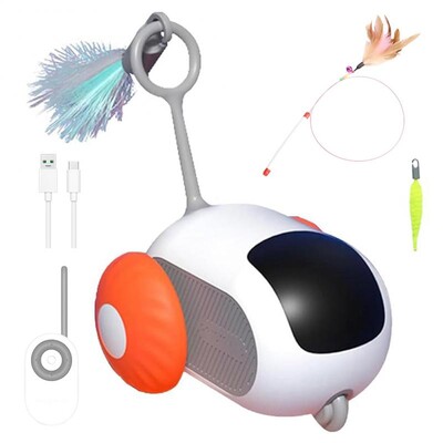 Έξυπνο τηλεχειριστήριο για κατοικίδια-παιχνίδι αυτοκίνητο, ηλεκτρικό ραβδί γάτας με παιχνίδι με μικρό ποντίκι, διαδραστικά προϊόντα γάτας, φόρτιση USB, αυτόματος πιλότος