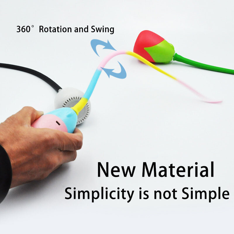 Jucărie interactivă pentru pisici USB electrică inteligentă cu bile de rulare jucărie pentru pisici de companie din silicon Rotire automată cu coada șoarecelui pisicuță teaser stick