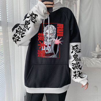 Demon Slayer Аниме Качулки Harajuku Kimetsu No Yaiba Rui Cool Manga Мъжки Streetwear Ежедневни извънгабаритни Мъжки Дамски Зимни суичъри