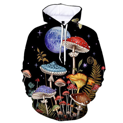 Vicces gombamintás 3D nyomtatott kapucnis pulóver Férfi Női Utcai Ruha Pulcsik Túlméretes Pulóverek Kapucnis pulóverek Gyerek felsők Ruházat