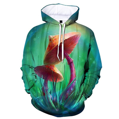 Vicces gombamintás 3D nyomtatott kapucnis pulóver Férfi Női Utcai Ruha Pulcsik Túlméretes Pulóverek Kapucnis pulóverek Gyerek felsők Ruházat