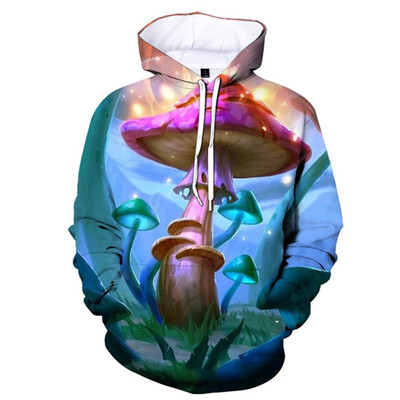 Vicces gombamintás 3D nyomtatott kapucnis pulóver Férfi Női Utcai Ruha Pulcsik Túlméretes Pulóverek Kapucnis pulóverek Gyerek felsők Ruházat