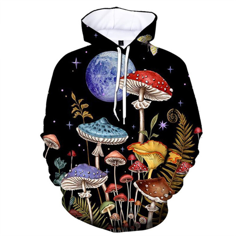 Vicces gombamintás 3D nyomtatott kapucnis pulóver Férfi Női Utcai Ruha Pulcsik Túlméretes Pulóverek Kapucnis pulóverek Gyerek felsők Ruházat