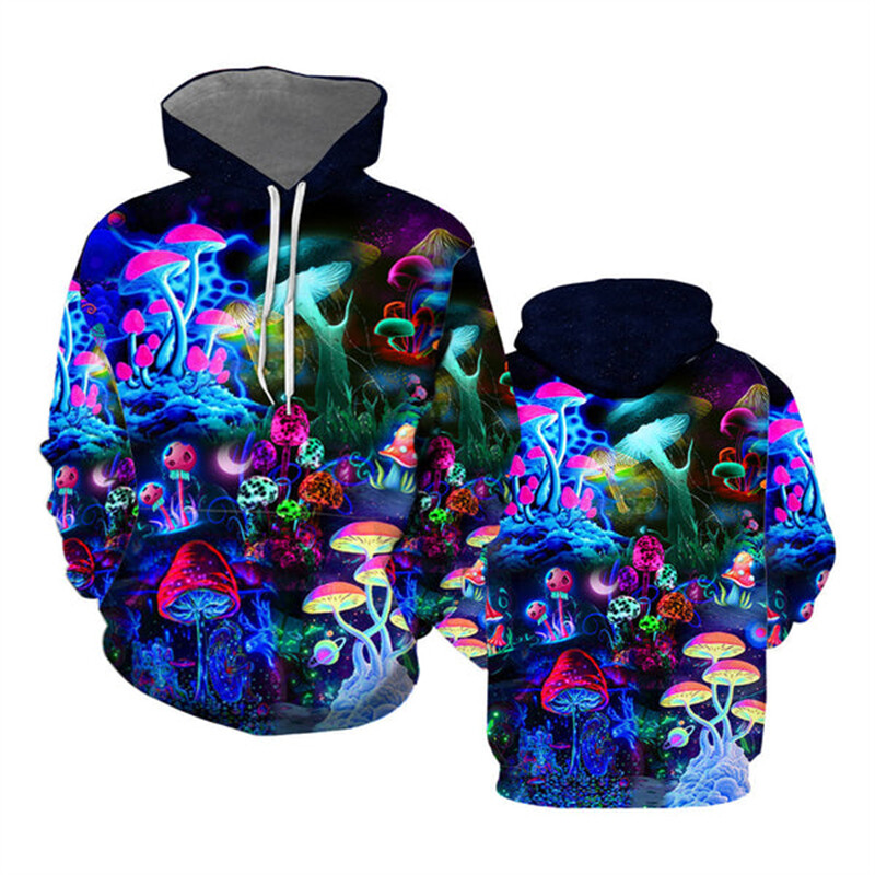 Vicces gombamintás 3D nyomtatott kapucnis pulóver Férfi Női Utcai Ruha Pulcsik Túlméretes Pulóverek Kapucnis pulóverek Gyerek felsők Ruházat