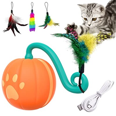 ATUBAN Cat Toy Smart Robotic, Cat Toys for Indoor Cat, Automatic Moving Loptic with Feather Kitten Toys in Pack.USB Punjiva
