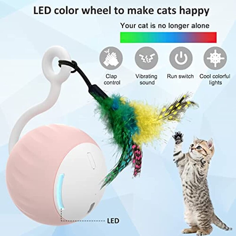 ATUBAN Cat Toy Smart Robotic, Cat Toys for Indoor Cat, Automatic Moving Loptic with Feather Kitten Toys in Pack.USB Punjiva